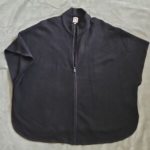 Anne Klein Wool Blend Black Zip-Up Cape